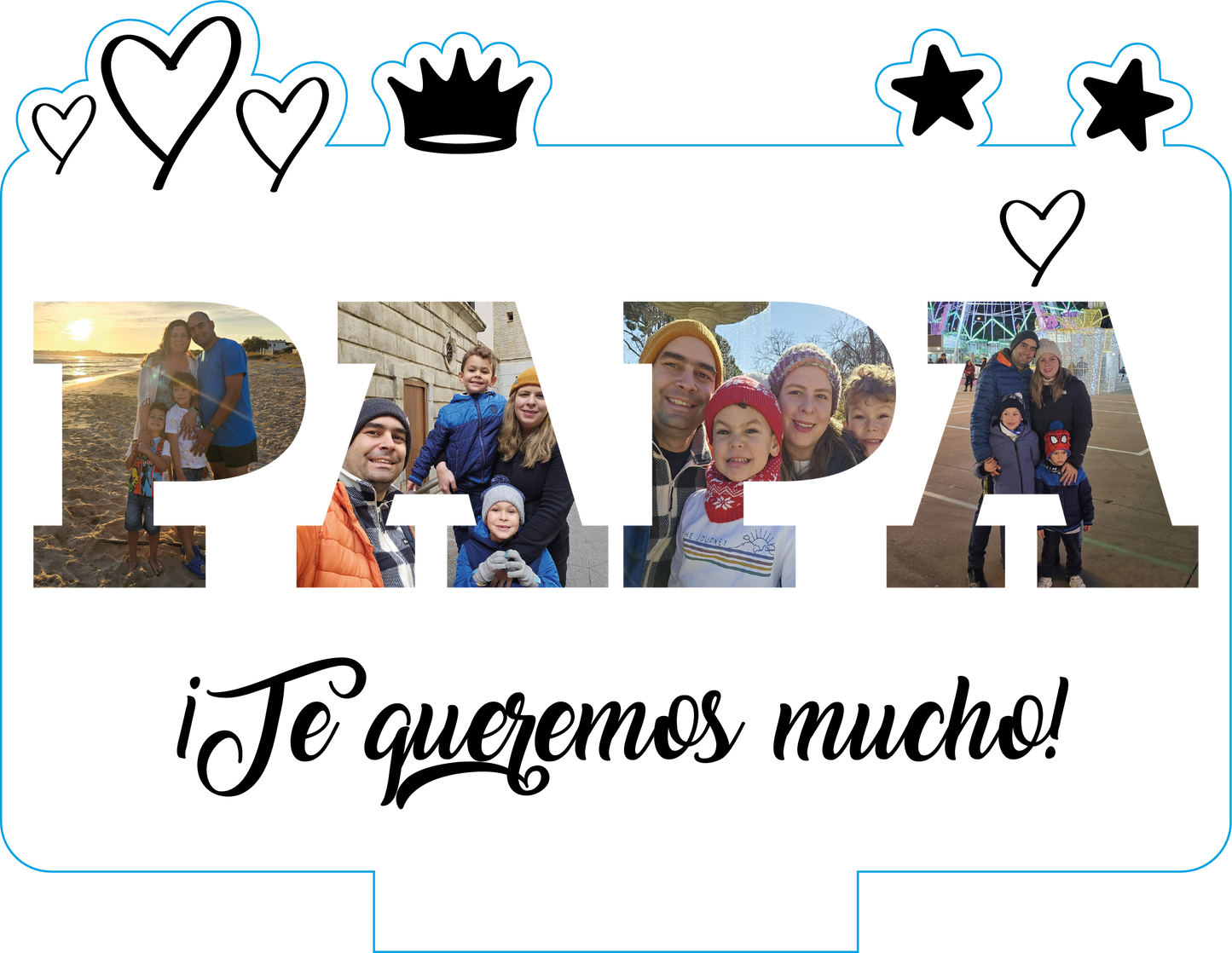 Lámpara metacrilato Papá con 4 fotos