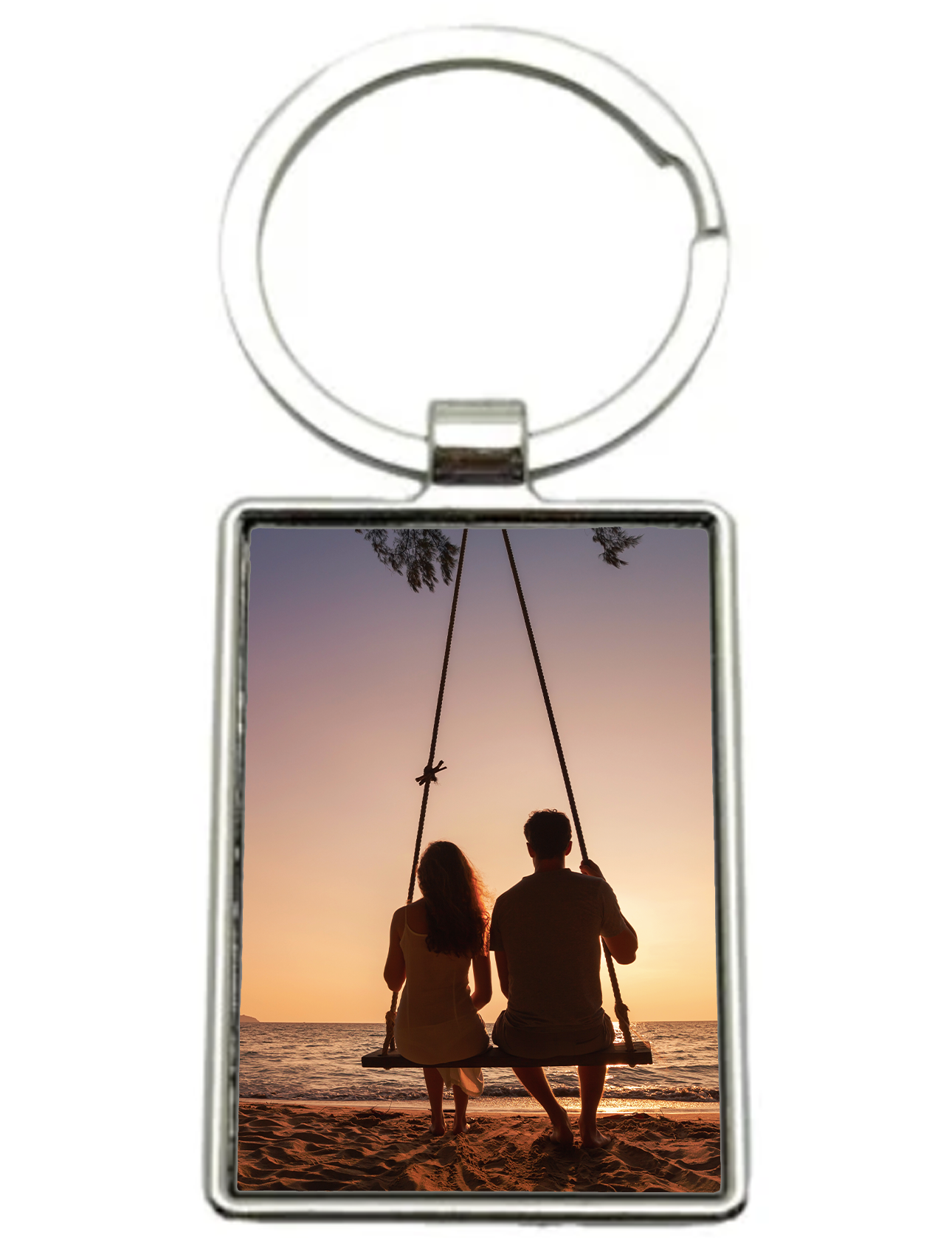 Llavero rectangular de metal con foto