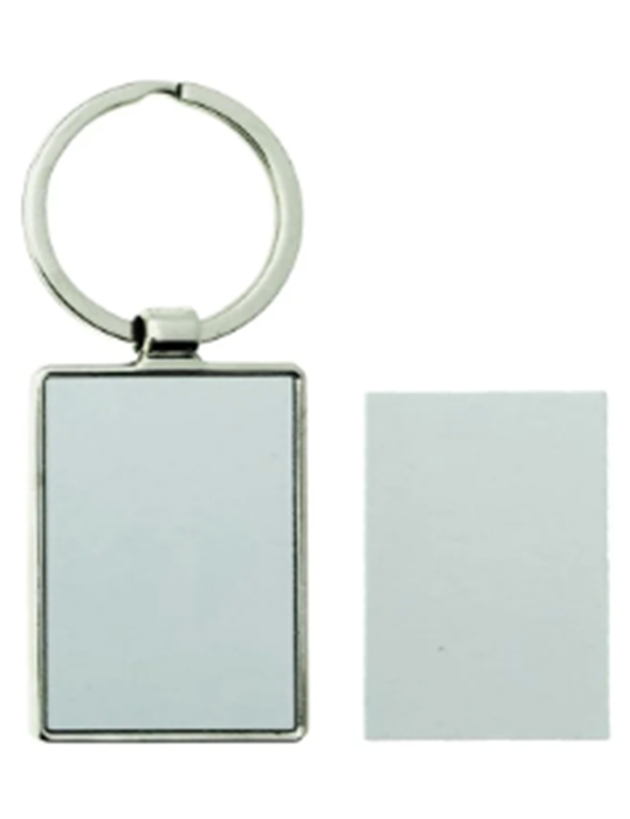 Llavero rectangular doble de metal con foto