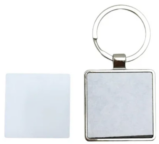 Llavero cuadrado doble de metal con foto