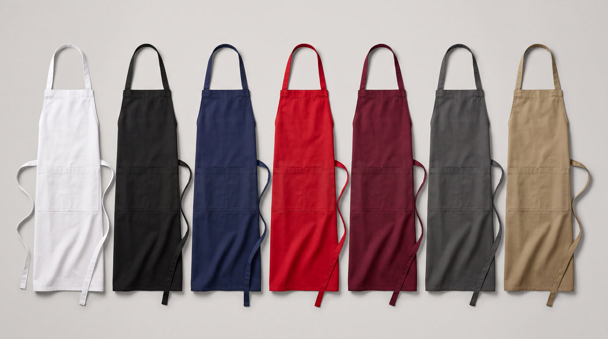 Delantales personalizados con bolsillo en varios colores, estampados en Churuata Creativa Leganés