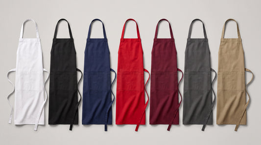 Delantales personalizados con bolsillo en varios colores, estampados en Churuata Creativa Leganés