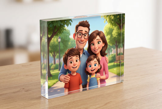 Metacrilato personalizado con foto, bloque macizo de 2 cm de grosor, tipo peana